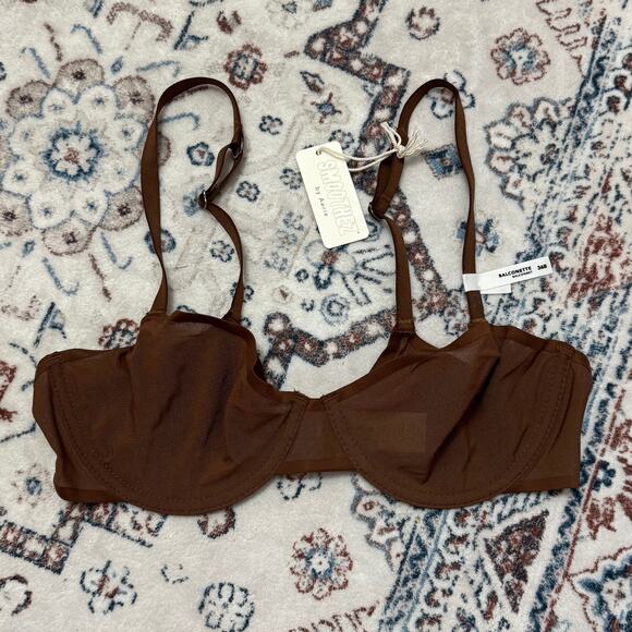 Lot of 2 NWT Aerie Smoothez Balconette Neutral Bra Unlined Sheer Underwire 36B - Picture 9 of 12